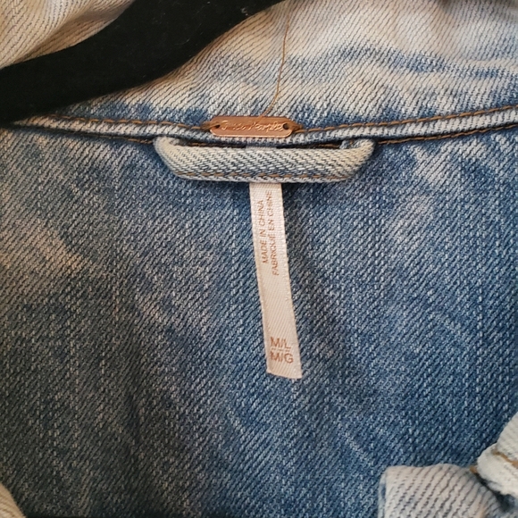 Freepeople Paisley Patchwork Quilted Patchwork Blue Denim Jean Jacket - Picture 3 of 3